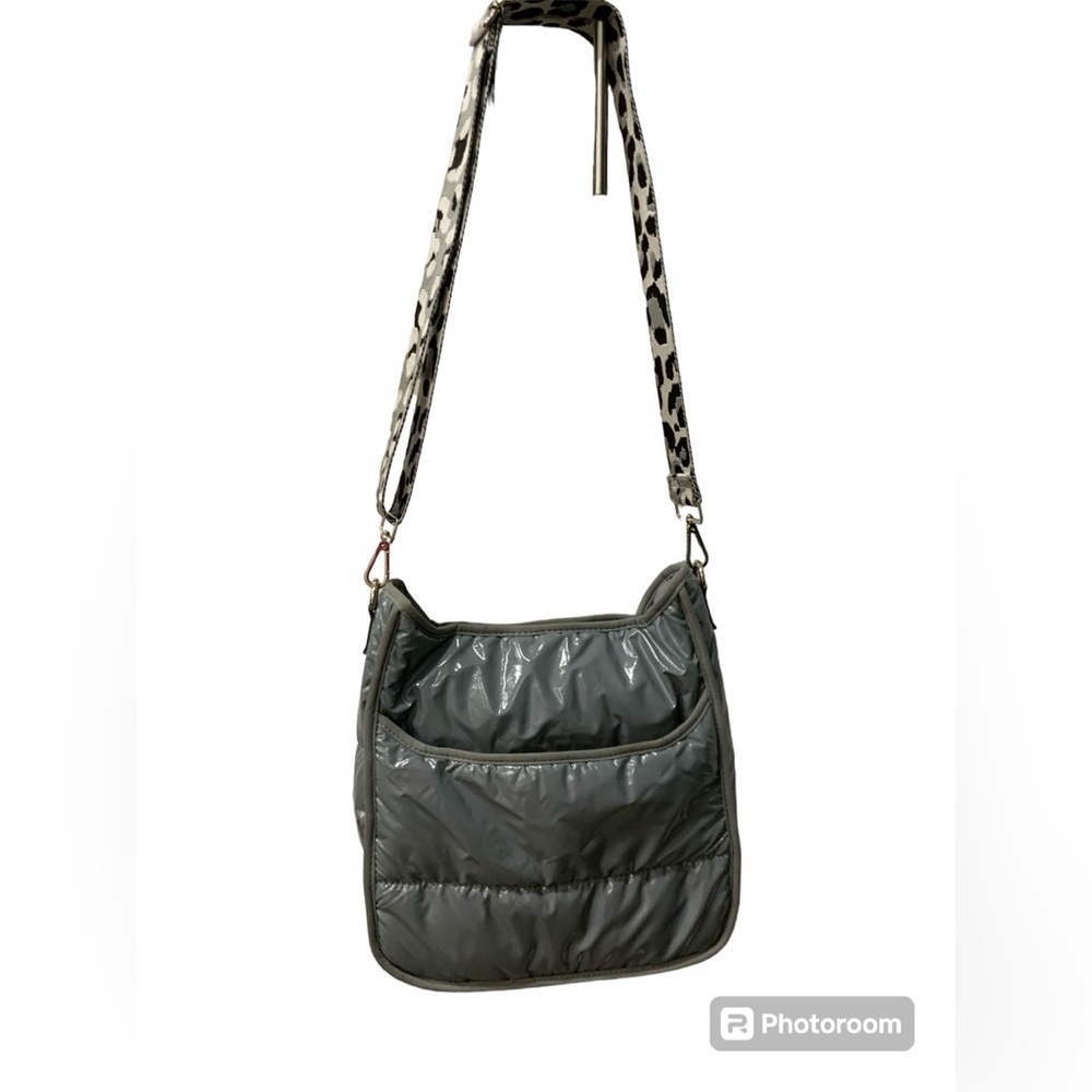 Ahdorned silver puffer bag